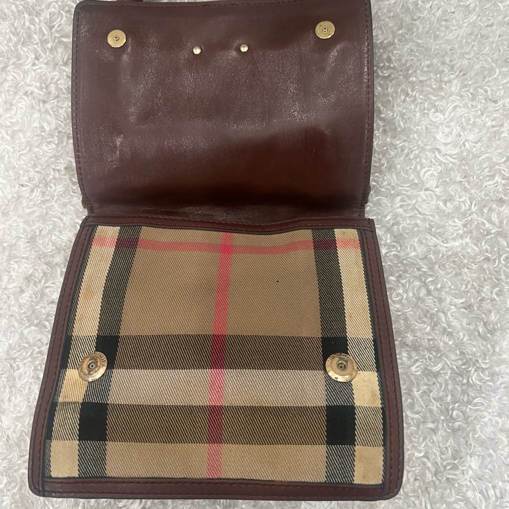 Burberry Brown/Beige House Check Coated Fabric Leather Shoulder Bag - Picture 11 of 16